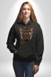 Köpek Pug Gözlüklü Kadın Erkek  Siyah Kapüşonlu Sweatshirt Hoodie