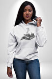 Avuçumun İçindeki Dünya Harikaları Eyfel Pizza Kadın Erkek  Beyaz Kapüşonlu Sweatshirt Hoodie