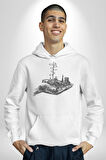 Avuçumun İçindeki Dünya Harikaları Eyfel Pizza Kadın Erkek  Beyaz Kapüşonlu Sweatshirt Hoodie