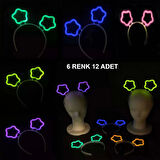 Glow Stick Karanlıkta Yanan Fosforlu Yıldız Taç 12 Adet
