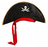 Çocuk Boy Kadife Jack Sparrow Denizci Kaptan Jack Korsan Şapkası 45x16 Cm