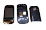 Nokia C2-02 Kasa Kapak Nokia C2-02 Siyah Renk Orta Kasa Ön Kapak Arka Kapak Tuş Takımı