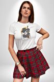 Gangster Panda  Kadın Erkek Unisex Beyaz Organik Baskılı T-Shirt Penye Yüksek Kalite