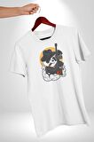 Gangster Panda  Kadın Erkek Unisex Beyaz Organik Baskılı T-Shirt Penye Yüksek Kalite