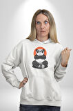 Yoga Panda  Kadın Erkek  Beyaz Kapüşonlu Sweatshirt Hoodie