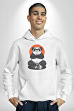 Yoga Panda  Kadın Erkek  Beyaz Kapüşonlu Sweatshirt Hoodie