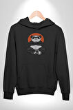 Yoga Panda  Kadın Erkek  Siyah Kapüşonlu Sweatshirt Hoodie