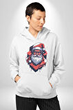 Cool Santa Claus Noel Baba Kadın Erkek  Beyaz Kapüşonlu Sweatshirt Hoodie