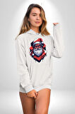 Cool Santa Claus Noel Baba Kadın Erkek  Beyaz Kapüşonlu Sweatshirt Hoodie