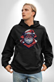 Cool Santa Claus Noel Baba Kadın Erkek  Siyah Kapüşonlu Sweatshirt Hoodie