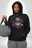 Cool Santa Claus Noel Baba Kadın Erkek  Siyah Kapüşonlu Sweatshirt Hoodie