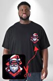 Cool Santa Claus Noel Baba Siyah Büyük Beden Kadın Basic Minimal Baskılı Tişört