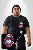 Cool Santa Claus Noel Baba Siyah Büyük Beden Kadın Basic Minimal Baskılı Tişört