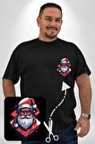 Cool Santa Claus Noel Baba Siyah Büyük Beden Kadın Basic Minimal Baskılı Tişört