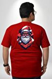 Cool Santa Claus Noel Baba Büyük Beden Kırmızı Tişört Kadın Erkek Ünisex Sırt Baskılı