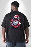 Cool Santa Claus Noel Baba Büyük Beden Siyah Tişört Kadın Erkek Ünisex Sırt Baskılı