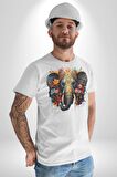 Bereket Fil Hintli Tasarım Kadın Erkek Unisex Beyaz Organik Baskılı T-Shirt Penye Yüksek Kalite