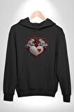 Robot Kalp Atardamar  Kadın Erkek  Siyah Kapüşonlu Sweatshirt Hoodie