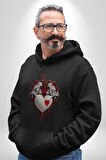 Robot Kalp Atardamar  Kadın Erkek  Siyah Kapüşonlu Sweatshirt Hoodie