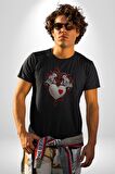Robot Kalp Atardamar  Kadın Erkek Unisex Siyah Organik Baskılı T-Shirt Penye Yüksek Kalite