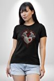 Robot Kalp Atardamar  Kadın Erkek Unisex Siyah Organik Baskılı T-Shirt Penye Yüksek Kalite