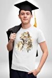 Cool Yakışıklı Ajan Leopar Kadın Erkek Unisex Beyaz Organik Baskılı T-Shirt Penye Yüksek Kalite