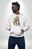 Cool Yakışıklı Kapüşonlu Spor Kaplan Kadın Erkek  Beyaz Kapüşonlu Sweatshirt Hoodie