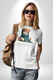 Türk Kahvesi Kedi  Kadın Erkek Unisex Beyaz Organik Baskılı T-Shirt Penye Yüksek Kalite