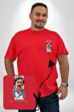 El Patron Narcos Pablo Escobar Kırmızı Büyük Beden Kadın Basic Minimal Baskılı Tişört