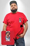 El Patron Narcos Pablo Escobar Kırmızı Büyük Beden Kadın Basic Minimal Baskılı Tişört