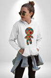 Voofoo Bebeği Doll Doldurulmuş Bebek Kadın Erkek  Beyaz Kapüşonlu Sweatshirt Hoodie