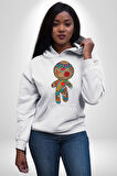 Voofoo Bebeği Doll Doldurulmuş Bebek Kadın Erkek  Beyaz Kapüşonlu Sweatshirt Hoodie
