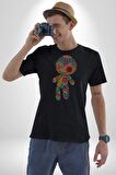 Voofoo Bebeği Doll Doldurulmuş Bebek Kadın Erkek Unisex Siyah Organik Baskılı T-Shirt Penye Yüksek Kalite