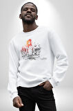 Uluslararası Yoga Günü 21 Temmuz  Kadın Erkek  Beyaz Baskılı Sweatshirt 