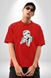 Yılmaz Güney Karakalem Yeşilçam Pamuklu Bisiklet Yaka Kadın Erkek Oversize Boyfriend Dijital Baskılı Kırmızı T-Shirt