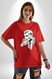 Yılmaz Güney Karakalem Yeşilçam Pamuklu Bisiklet Yaka Kadın Erkek Oversize Boyfriend Dijital Baskılı Kırmızı T-Shirt