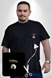 Türk Kurt Beyaz Ay Siyah Büyük Beden Kadın Basic Minimal Baskılı Tişört