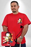 Steve Jobs Apple Kırmızı Büyük Beden Kadın Basic Minimal Baskılı Tişört