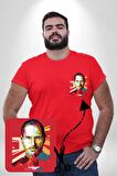 Steve Jobs Apple Kırmızı Büyük Beden Kadın Basic Minimal Baskılı Tişört