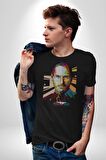 Steve Jobs Apple Kadın Erkek Unisex Siyah Organik Baskılı T-Shirt Penye Yüksek Kalite