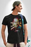 Steve Jobs Apple Kadın Erkek Unisex Siyah Organik Baskılı T-Shirt Penye Yüksek Kalite
