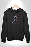 Pizza Servisi Uzay Kurye  Kadın Erkek  Siyah Kapüşonlu Sweatshirt Hoodie