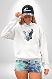 Bull Terier Köpek Havlama  Kadın Erkek  Beyaz Kapüşonlu Sweatshirt Hoodie
