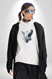 Bull Terier Köpek Havlama  Kadın Erkek  Beyaz Kapüşonlu Sweatshirt Hoodie