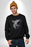 Bull Terier Köpek Havlama  Kadın Erkek  Siyah Baskılı Sweatshirt 