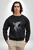 Bull Terier Köpek Havlama  Kadın Erkek  Siyah Baskılı Sweatshirt 
