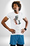 Zombi İskelet Kendine Yumruk  Kadın Erkek Unisex Beyaz Organik Baskılı T-Shirt Penye Yüksek Kalite