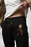 Bebek Groot Guardians Galaxy  Pamuklu 3 İplik Siyah Eşofman Altı Erkek Oversize Kesim Dijital Baskılı
