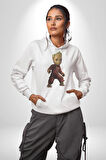 Bebek Groot Guardians Galaxy  Kadın Erkek  Beyaz Kapüşonlu Sweatshirt Hoodie