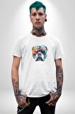 Bull Terier Köpek Gözlük Renkli  Kadın Erkek Unisex Beyaz Organik Baskılı T-Shirt Penye Yüksek Kalite